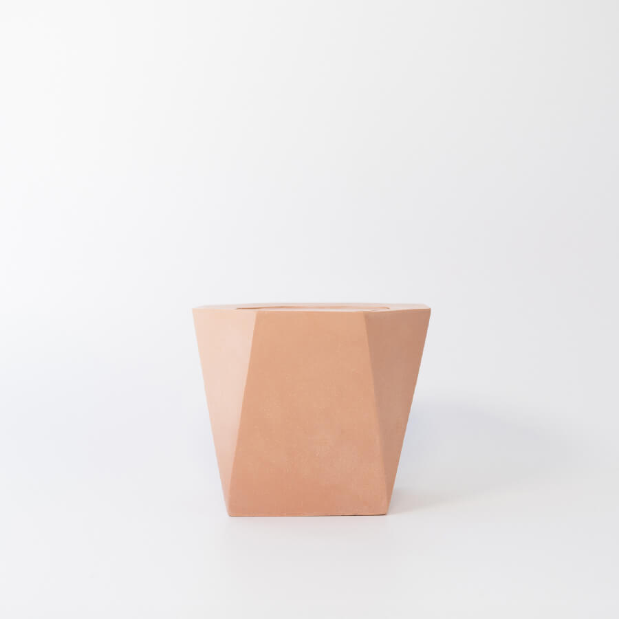 Buddy pet urn. Image of faceted garden urn in terracotta.